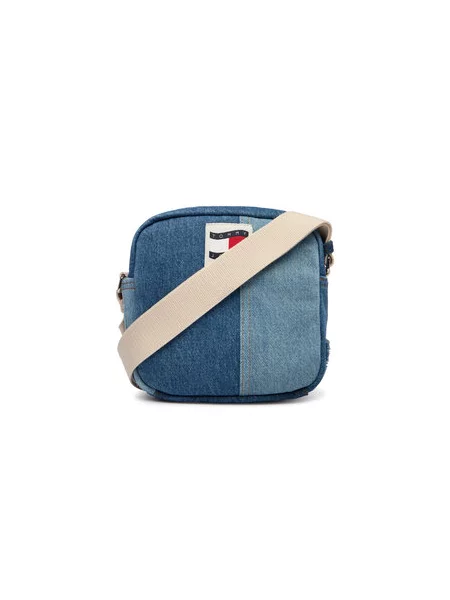 Válltáska Tommy Jeans Tjm Denim Patchwork Reporter kék