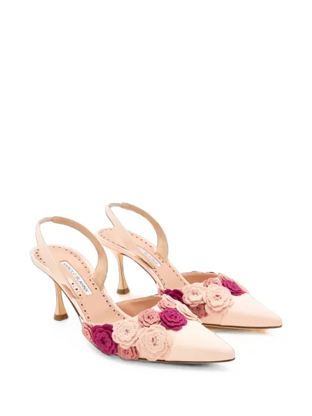 Pantofi cu toc Manolo Blahnik cu model floral cu aplicații slingback