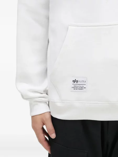 Hanorac cu glugă Alpha Industries cu glugă alb