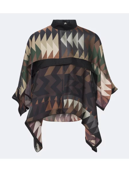 Top Sacai din satin cu imagine
