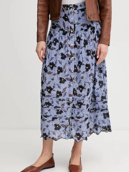 Pepe Jeans fustă din ENODIA midi evazati albastru