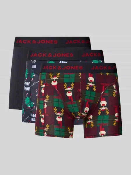 Obcisłe bokserki z elastycznym pasem w zestawie 3 szt. z pudełkiem prezentowym Jack & Jones granatowe