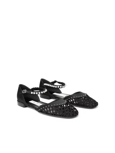Satynowe balerinki Jimmy Choo czarne