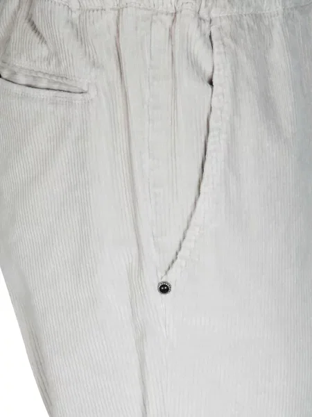 Cu centură pantaloni White Sand de catifea cord alb