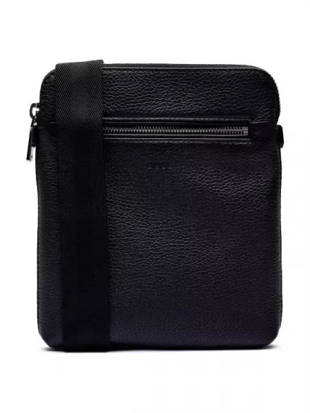 BOSS BLACK De piele geantă reporter New Crosstown_Envel. negru
