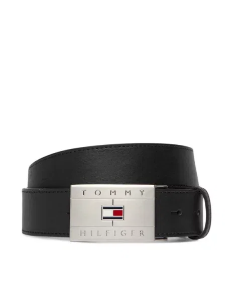Tommy Hilfiger Pas Th Flag Plaque Belt črna
