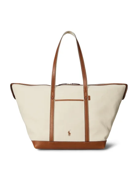 Geanta de piele Polo Ralph Lauren din piele bej