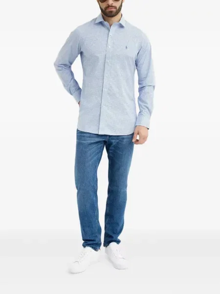 Samt prugasta košulja Polo Ralph Lauren s vezom plava