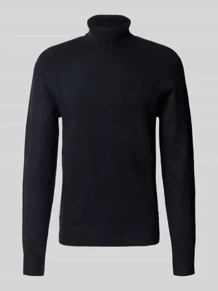 Sweter z dzianiny z golfem model ‘HEINE’ Casual Friday granatowy