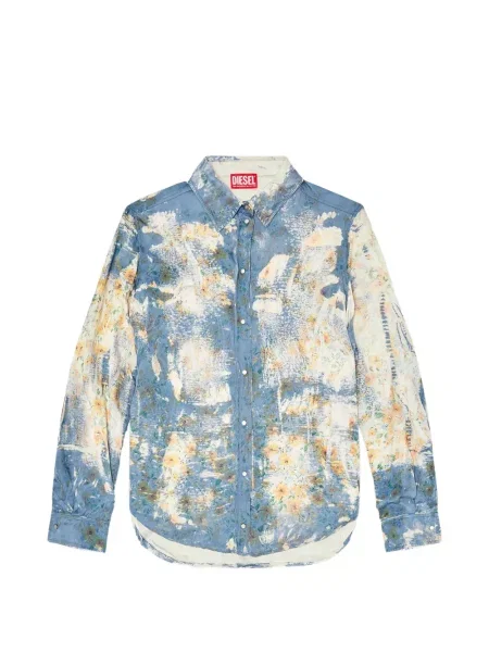 Cămașă Diesel cu model floral cu imagine lungă albastru