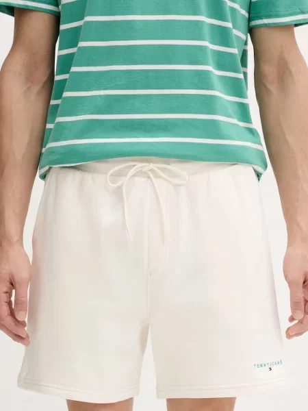 Tommy Jeans Teplákové šortky pánske s bavlnou béžová