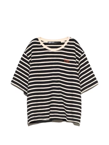 Tricou Bimba Y Lola cu dungi din material terry negru