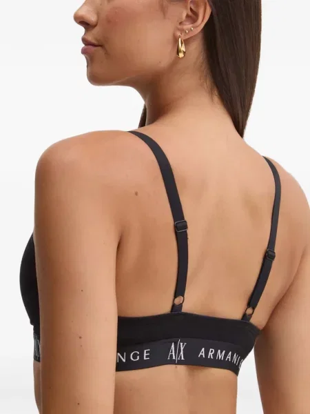 Сутиен с триъгълни чашки Armani Exchange с автограф черно