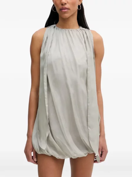 Rochie mini Isabelle Blanche fără mâneci drapată gri