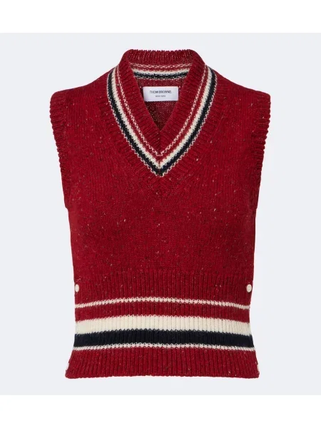 Vestă Thom Browne de lână roșu