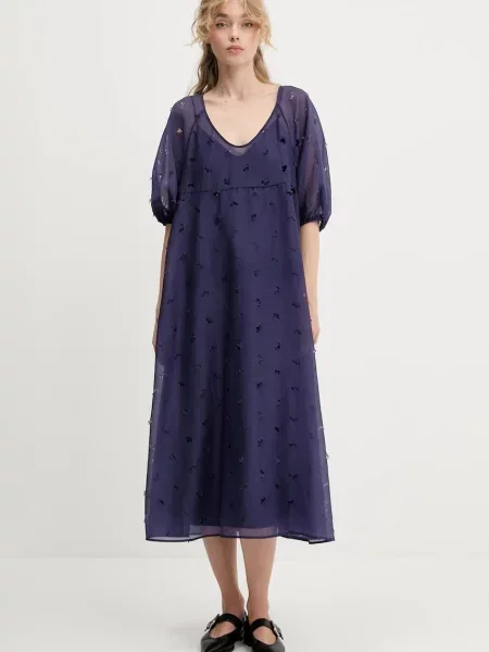 Рокля Stine Goya лилаво дълга разкроена виолетово