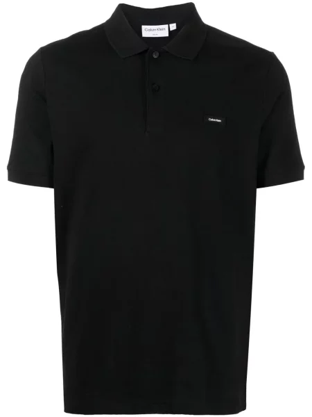 Tricou polo Calvin Klein cu autograf negru