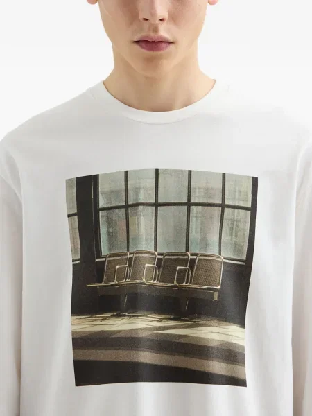 Tricou Jil Sander cu imagine lung alb