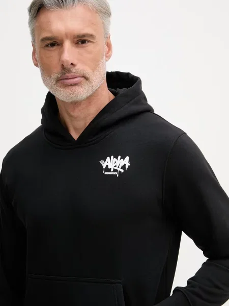 Alpha Industries kapucnis melegítőfelső férfi pamuttal Signature fekete