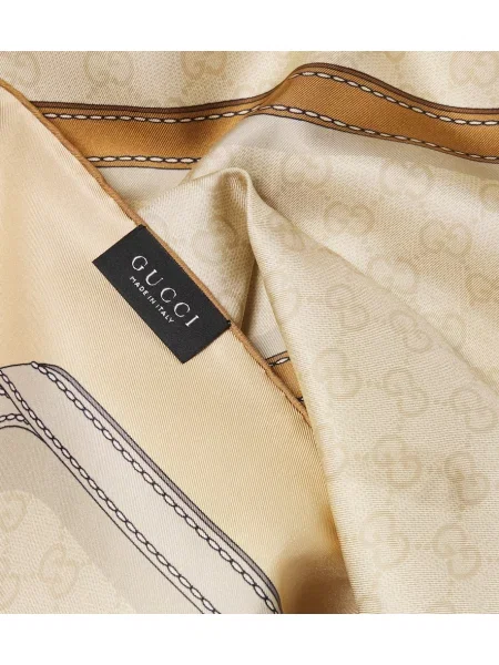 Fular Gucci de mătase cu imagine bej