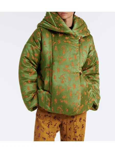 Geacă cu puf Dries Van Noten cu model floral verde