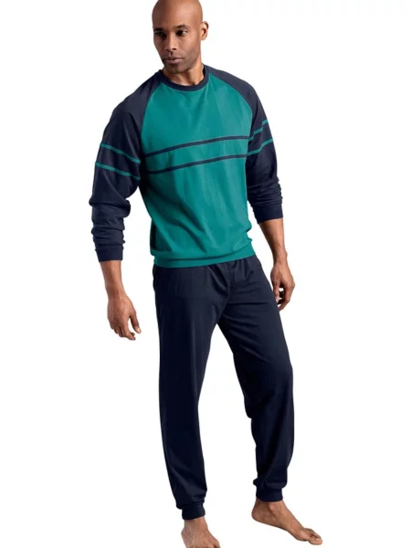 LE JOGGER Dolga pižama marine / petrol