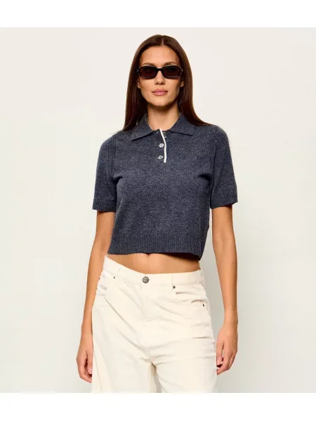 Pinko De lână pulover Gorgona | Cropped Fit cu adaos de cașmir gri