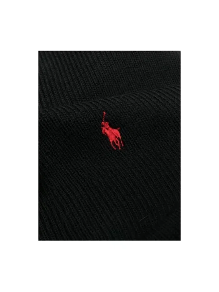 Haftowana szal Ralph Lauren wełniana szara