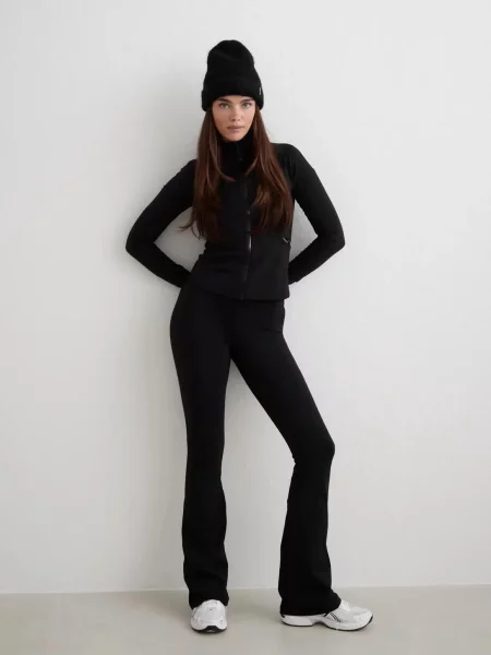 Legginsy rozszerzane wysoki stan drapane wnętrze Warming Flare czarne