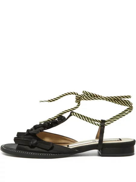 Sandály Nº21 bez podpatku s volány na ramínka černé