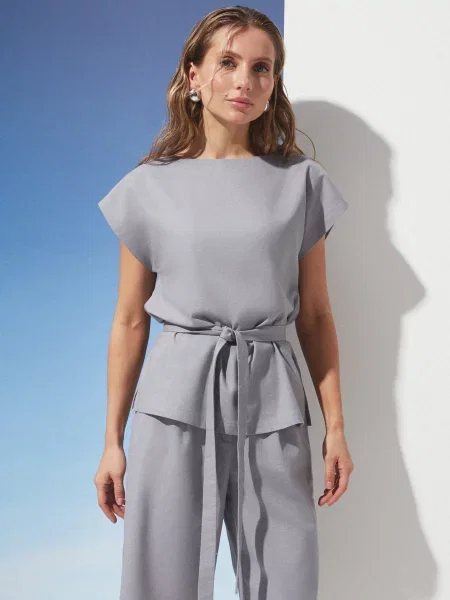 Блуза Seventeen льон/віскоза сірий