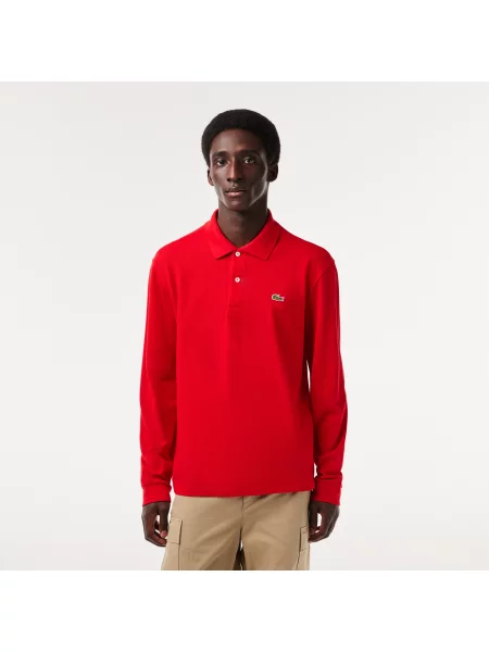 Lacoste Long-Sleeve Classic Fit Polo czerwony