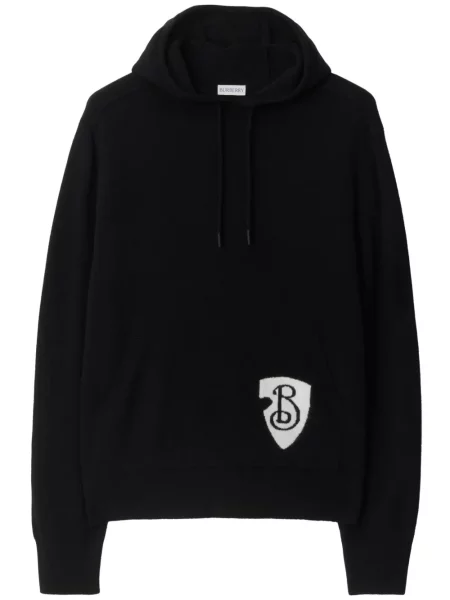 Hanorac cu glugă Burberry de lână negru