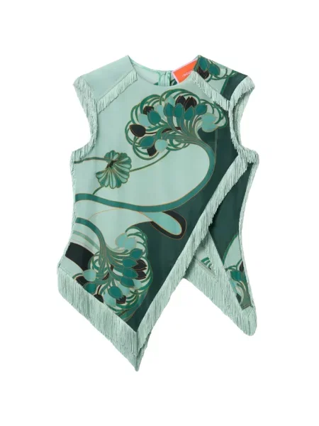 Bluzka w kwiaty La Doublej w kwiatki zielona