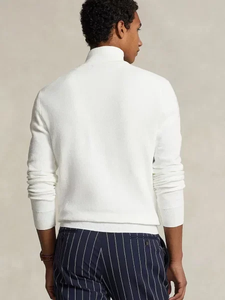 Polo Ralph Lauren pulover de pentru copii COTTON light cu turtleneck alb