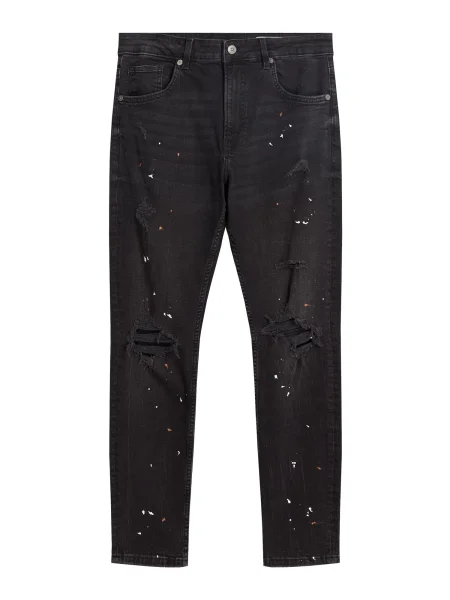 Bershka Jeans sângeriu / negru denim alb