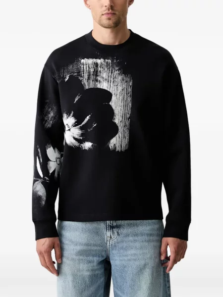 Hanorac crewneck Armani Exchange cu model floral cu imagine cu decolteu rotund albastru