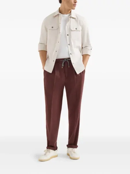 Pantaloni Brunello Cucinelli de lână cu cordon roșu