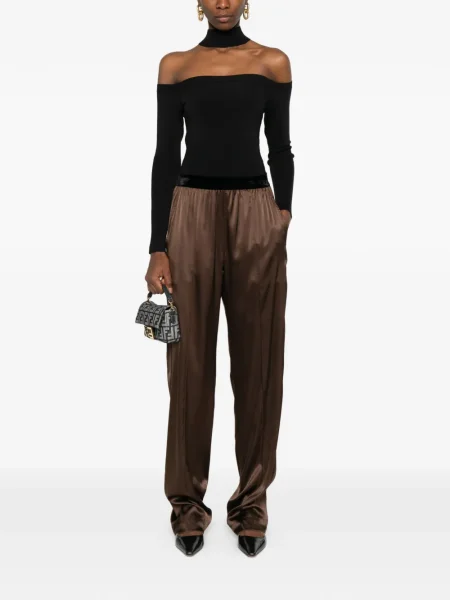 Pantaloni Tom Ford cu broderie maro