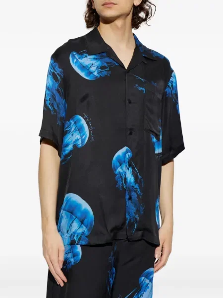 Дънкова риза Versace Jeans Couture с принт черно