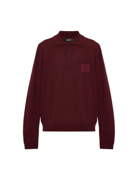 Sweter Dsquared2 wełniany z długim rękawem czerwony
