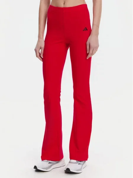 Adidas Legginsy Essentials Small Logo Flare Fit czerwony