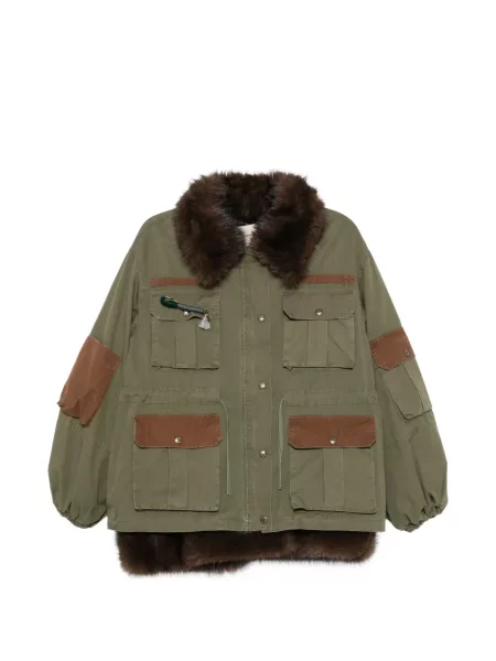 Palton de blană Front Street 8 streetstyle cu blană cu cordon verde