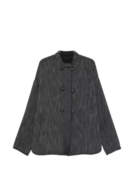 Geacă Emporio Armani cu model herringbone cu două rânduri de nasturi albastru