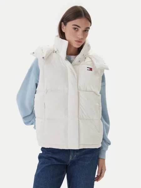 Tommy Jeans Brezrokavnik Tjw Alaska Grid Down Vest Écru