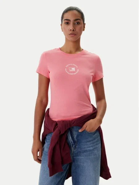 Tommy Jeans Tričko ESS pitaya / biela ružová