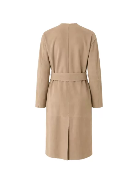 Cu centură palton Max Mara din piele de căprioară