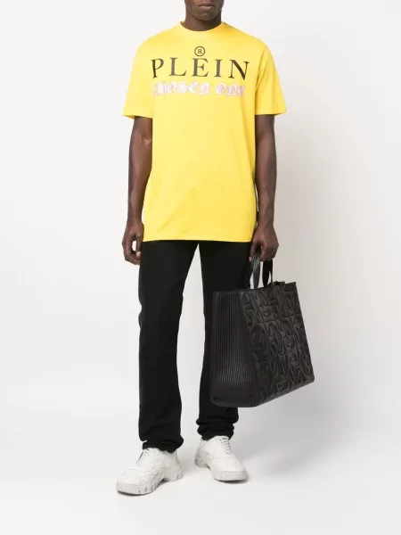 Raštuotas marškinėliai Philipp Plein geltona