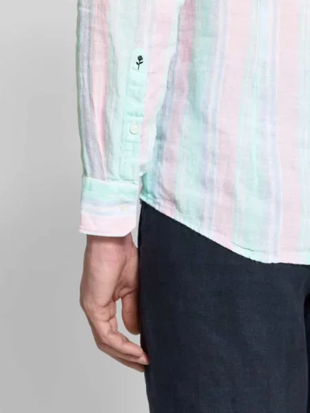 Koszula lniana o kroju slim fit z kołnierzykiem typu kent Seidensticker zielona