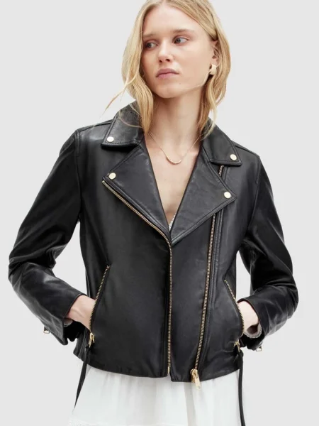 AllSaints geaca de piele DALBY femei de tranzitie negru